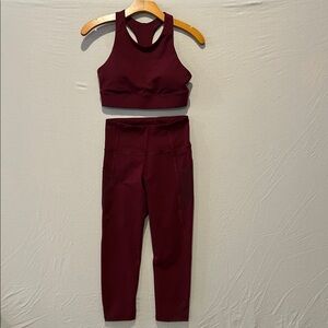 Old Navy Burgundy High-Waist Leggings and Racerback Sports Bra Set